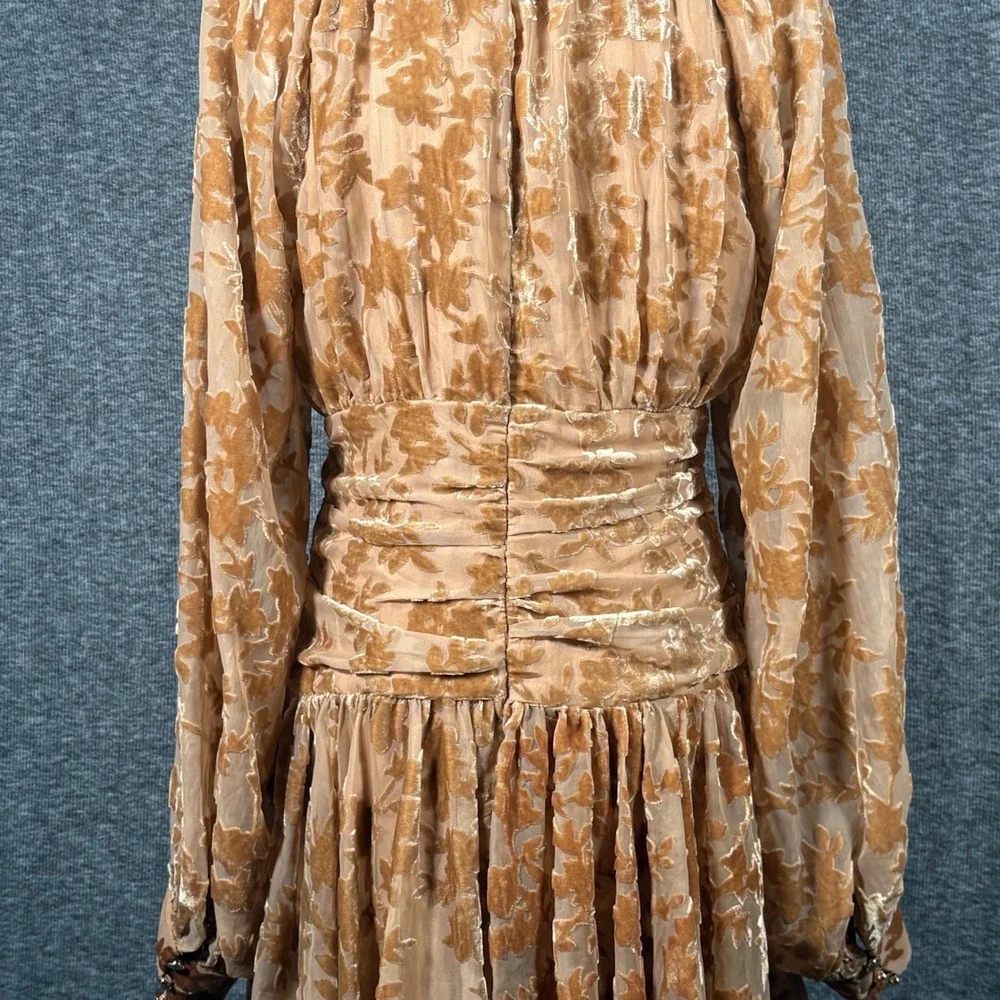 Parker Womens Textured Cutout Front Mini Dress Brown Sugar Floral Burnout Size 6 - Picture 9 of 13